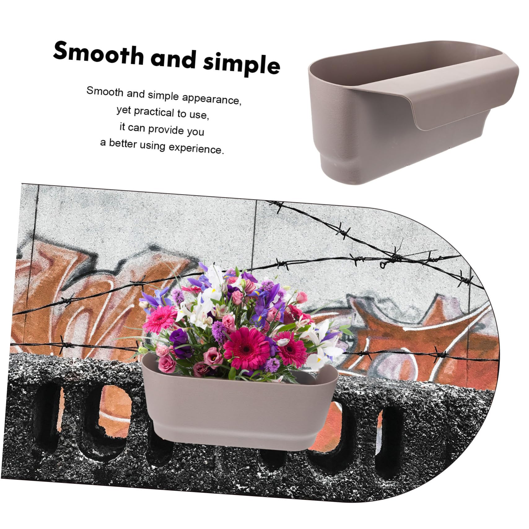 UKCOCO Vaso di Fiori Sospeso Ringhiera per Balcone, Fioriera da Interno in Plastica Resistente alle Intemperie, Decorazione per Piante da Esterno e Interno, Vaschetta Sospesa per Piante