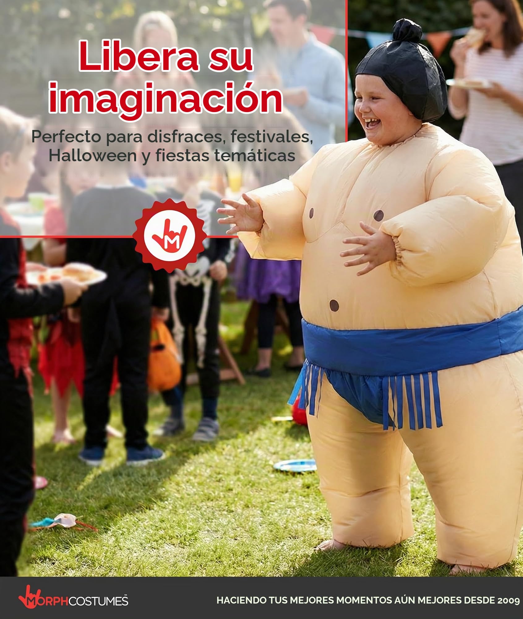 Morph Disfraz Sumo Hinchable Niño y Niña, Luchador Sumo, Disfraces para Carnaval y Halloween