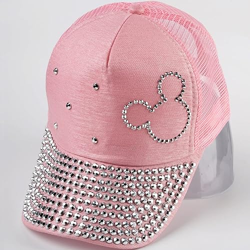 Miniatura 3 de Elonmo Gorra de béisbol de verano para mujer, sombrero de diamantes de imitación, sombrero transpirable con purpurina para mamá y niña, gorra