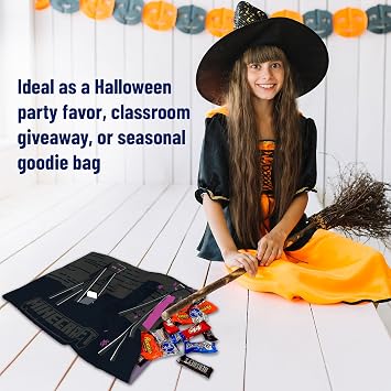 Jay Franco Halloween Trick or Treat Candy Bag Reversible Pillowcase with Handles, Standard 20 x 30 Inch Pillow Cover, Black - Minecraft