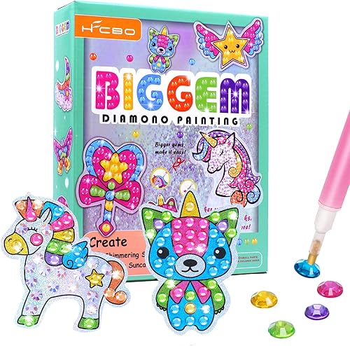 HFCBO Kits de pintura con gemas de diamantes para niños, artes y manualidades para niñas y niños de 6 a 8 años, 8 a 10 años, 10 a 12 años, haz tus