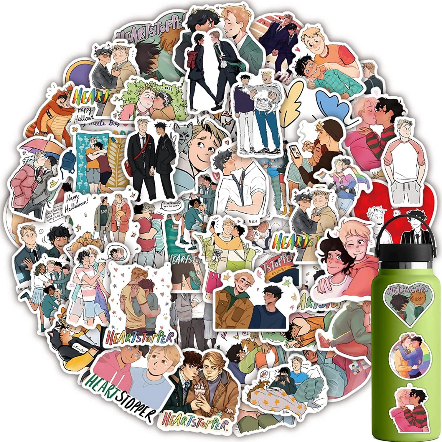 50Pcs Heartstopper TV Show Vinyl Stickers Decals, Heartstopper Stickers Decals for Laptop Water Bottle Bike Skateboard Luggage Computer Hydro Flask Snowboard for Women (Heartstopper)