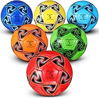 DEEKIN 6 Pack Soccer Balls Size 3/4/5 with Pump - Durable EVA Bulk Soccer Balls for Kids Teens Adults Indoor Outdoor Practice