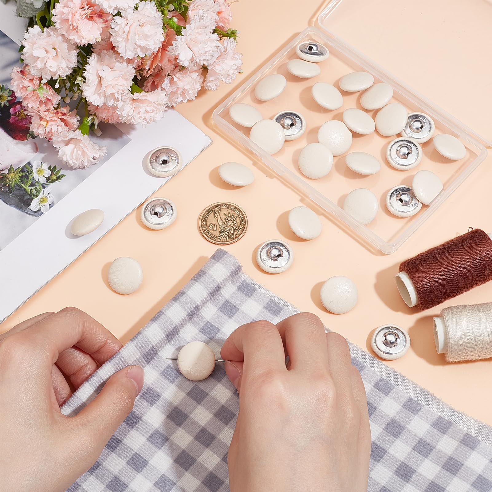 Let'Sinstyle 30 Bouton Recouvert De Similicuir Bouton Rond à