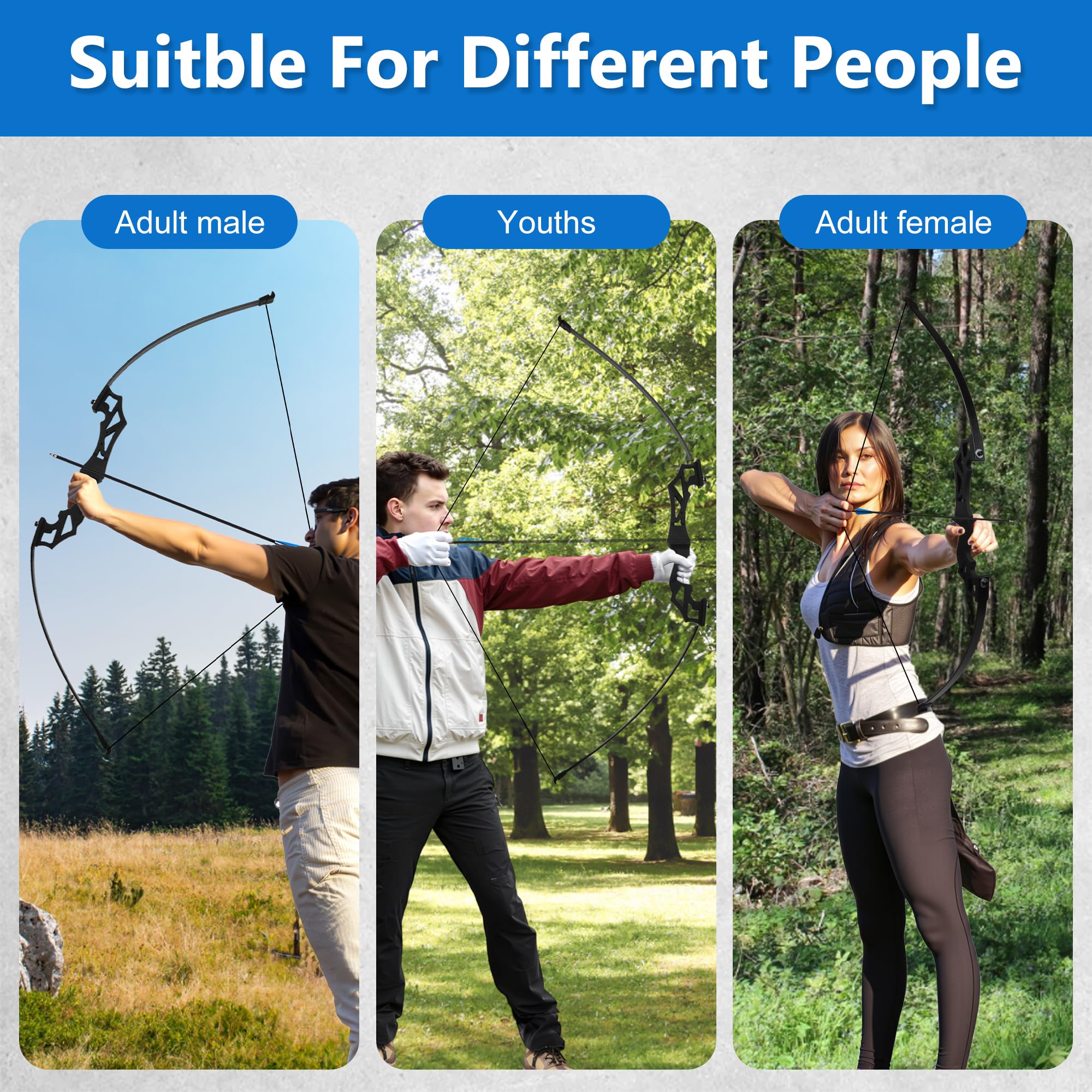 30lbs Recurvebogen-Set mit Nylon-Griff und Übungspfeilen für Outdoor-Bogenschießen & Zielübungen