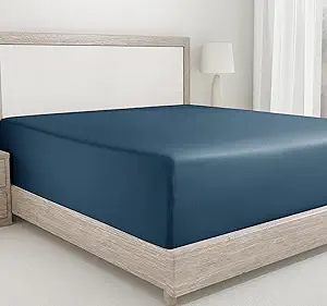 California Design Den Twin XL Fitted Bedsheet, Soft 400 Thread Count 100% Cotton Deep Pocket Cooling Sheets, No Pop-Off Elastic, Durable Sateen Weave Bottom Sheet for Dorms (Peacock Blue)