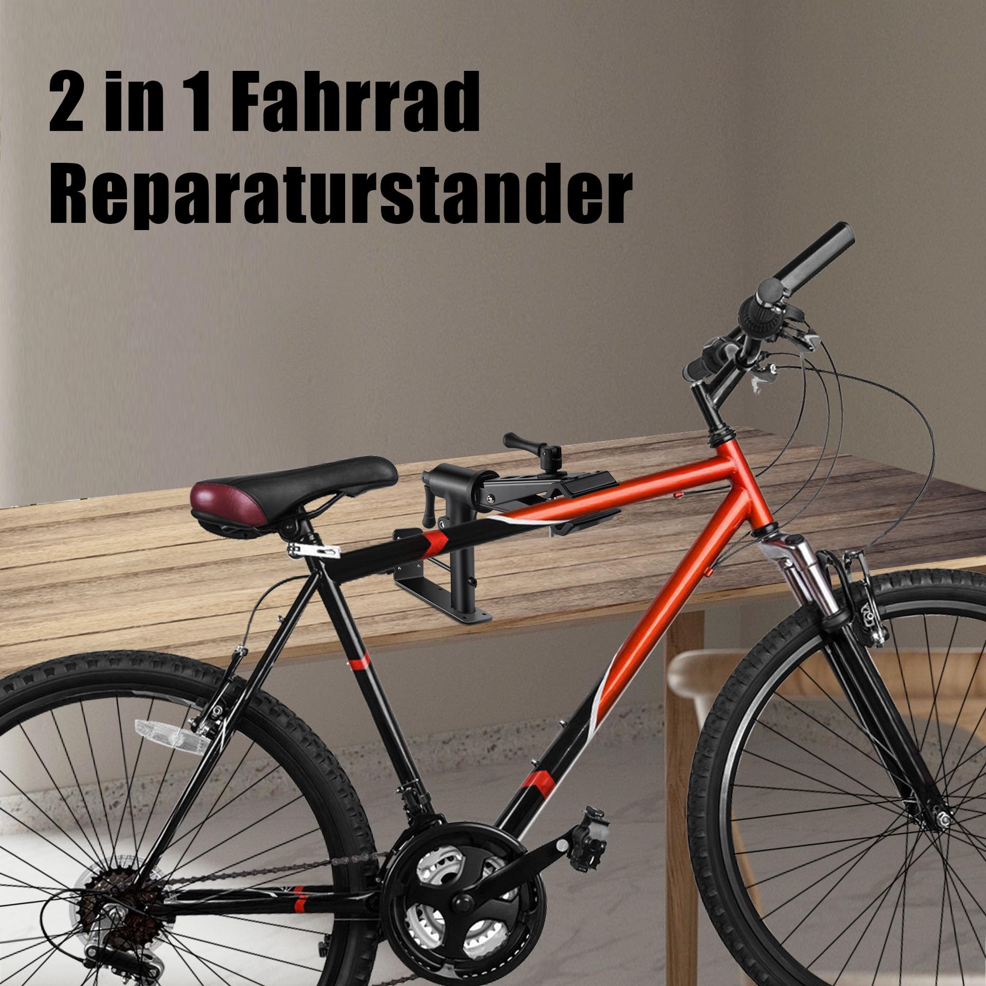 Mimoke 2 in 1 Fahrrad Reparaturständer Stabile Wand und Werkbank montage, Einstellbare karbonstahl konstruktion, Leichtbauweise, Tragfähigkeit bis zu 40KG für MTB & Straßenräder