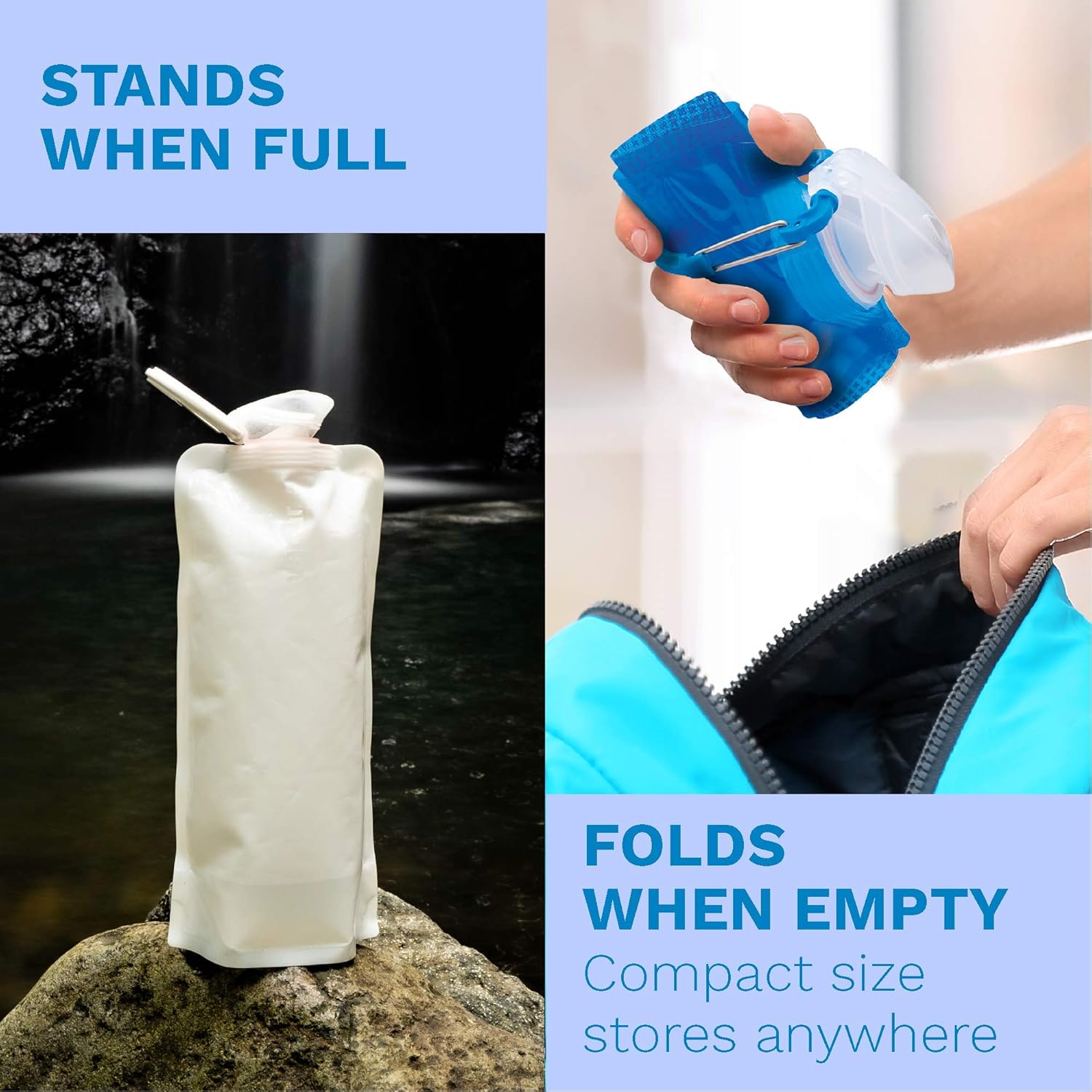 Vapur Solid Flexible Water Bottle - with Carabiner : Sports & Outdoors