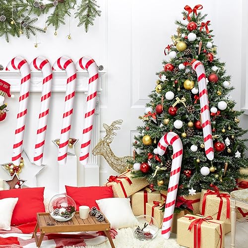 Miniatura 4 de Vinsot 20 bastones de caramelo inflables para decoración de Navidad, globos gigantes para exteriores, día festivo, patio, árbol para el hogar,