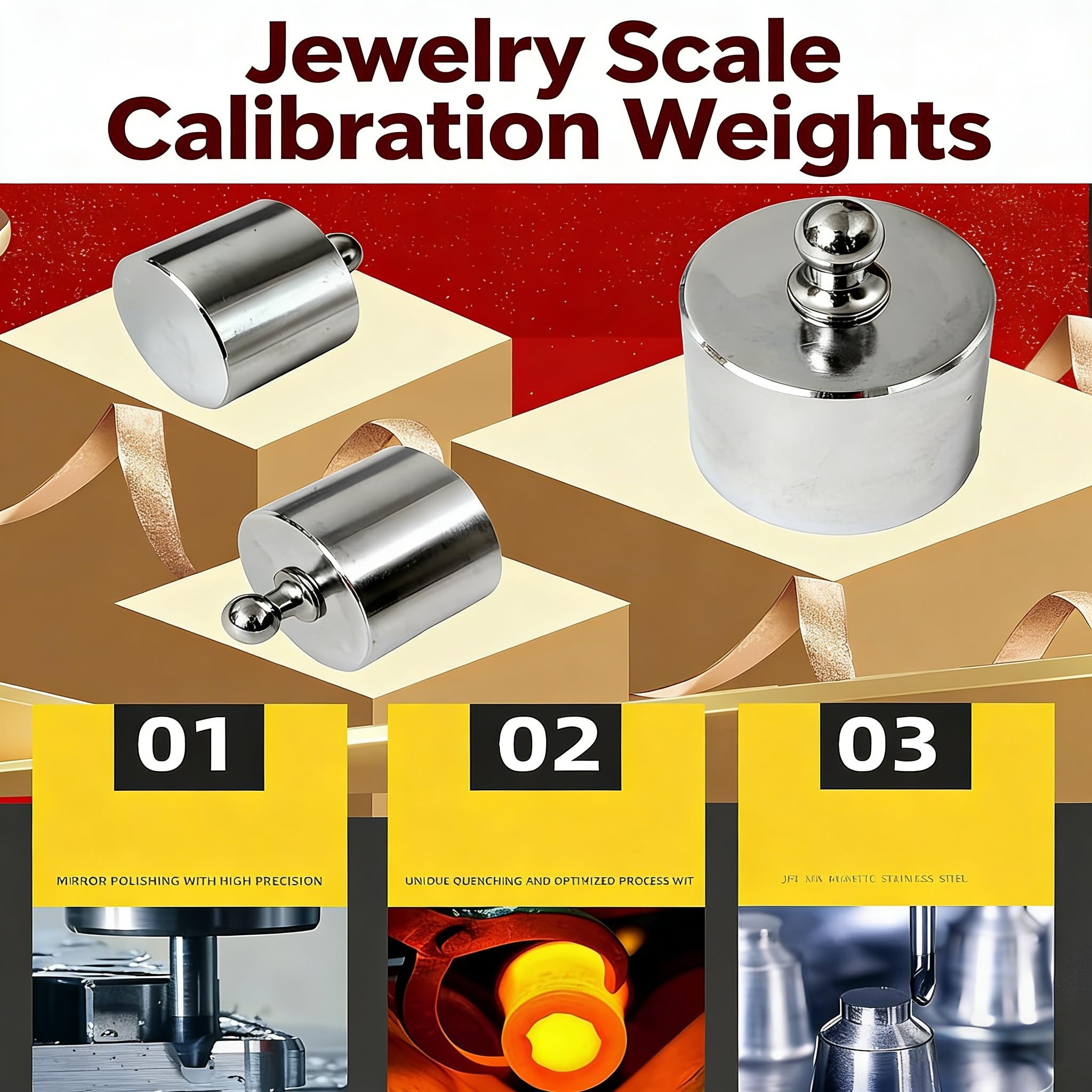 MAGIKON Steel Calibration Weight Kit, M2 Class 205g (100/50/20/10/5g) — Amazon image 8