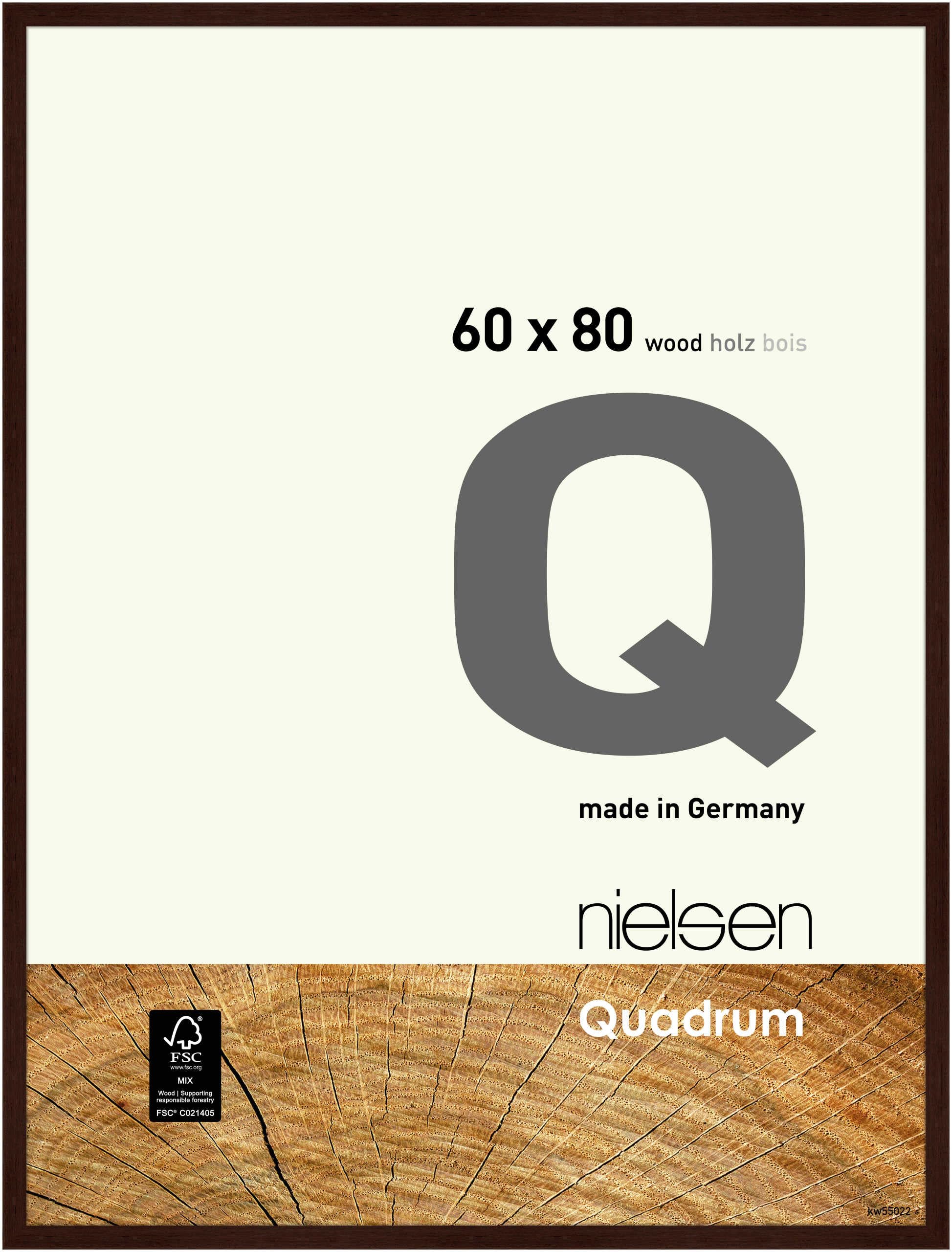 Nielsen Wenge Quadrum Wooden Picture Frame - 60X80cm - With Float Glass And Easy Push-Turn Clips - For Photos And Art