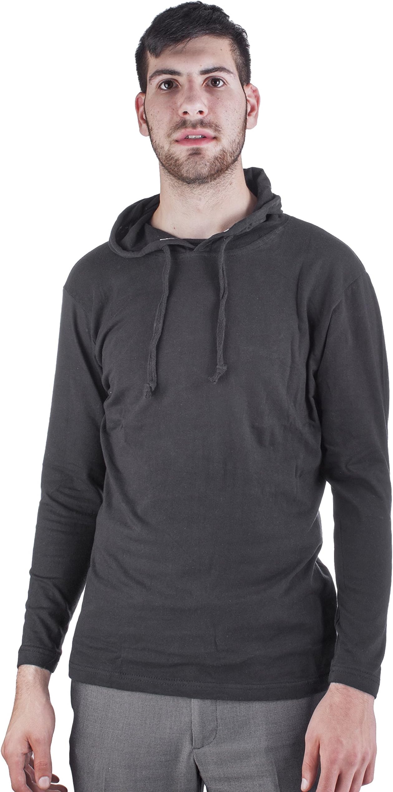 Mens Long Sleeve Super Soft Jersey Lightweight Thin Hoodie Sweatshirt