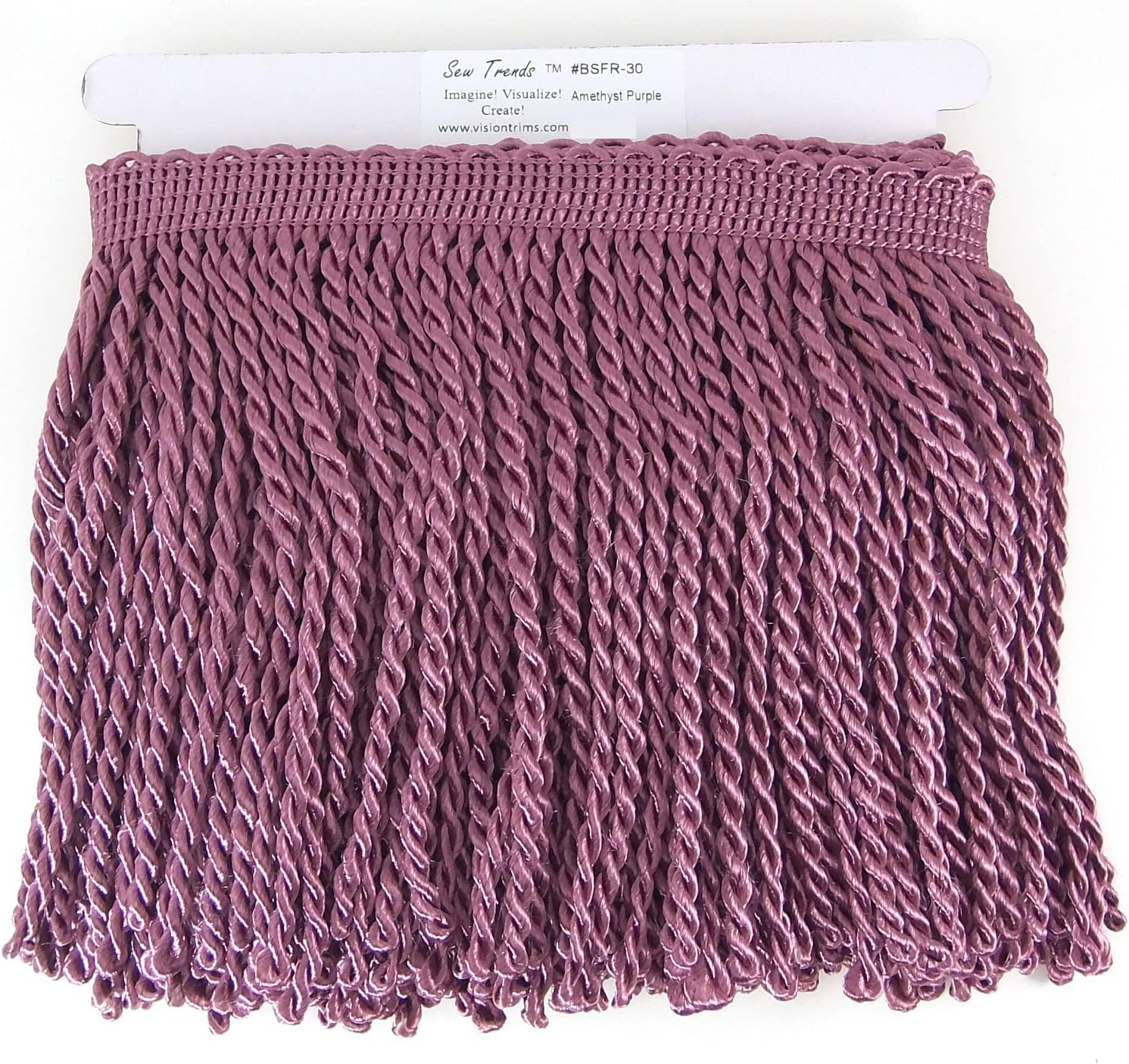 2 Yards of 6" Long Bullion Fringe Tassel Twisted Thread Yarn Trim Braid Fringe Sewing, Drapery, Shawl- Amethyst Purple