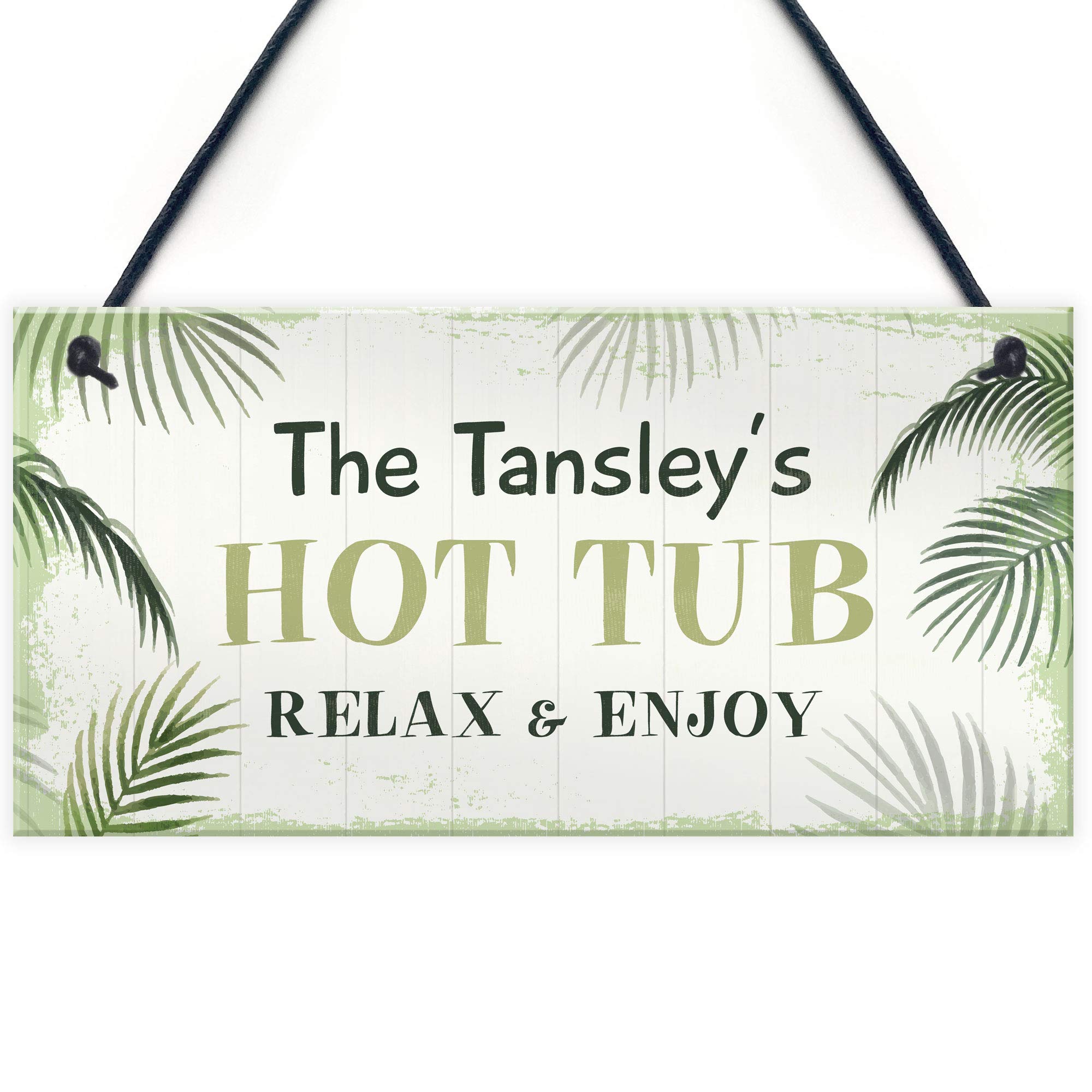 Red Ocean Shabby Chic Hot Tub Sign Hanging Plaque Personalised Hot Tub Garden Sign