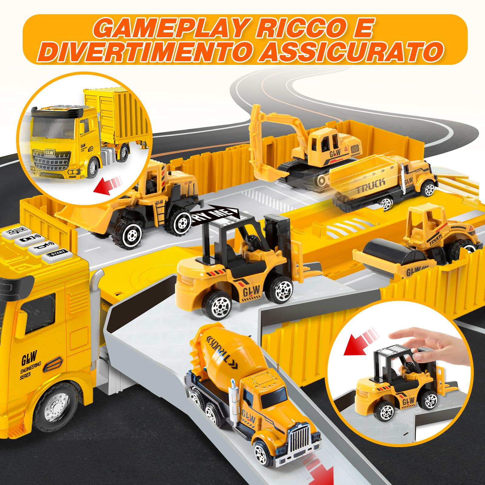 Naxudcoo Giocattoli per Bambini Maschi 3-7 Anni, Camion Giocattolo per Bambini, Veicolo Giocattolo da Trasporto con Luci e Suoni, Regalo di Compleanno per Maschi di 3 4 5 6 7 Anni