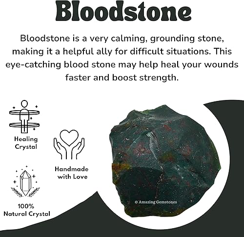 Miniatura 4 de Bloodstone - Cristales crudos y piedras curativas, rocas naturales para rodar y hacer tú mismo, piedras y cristales crudos (5 piezas)