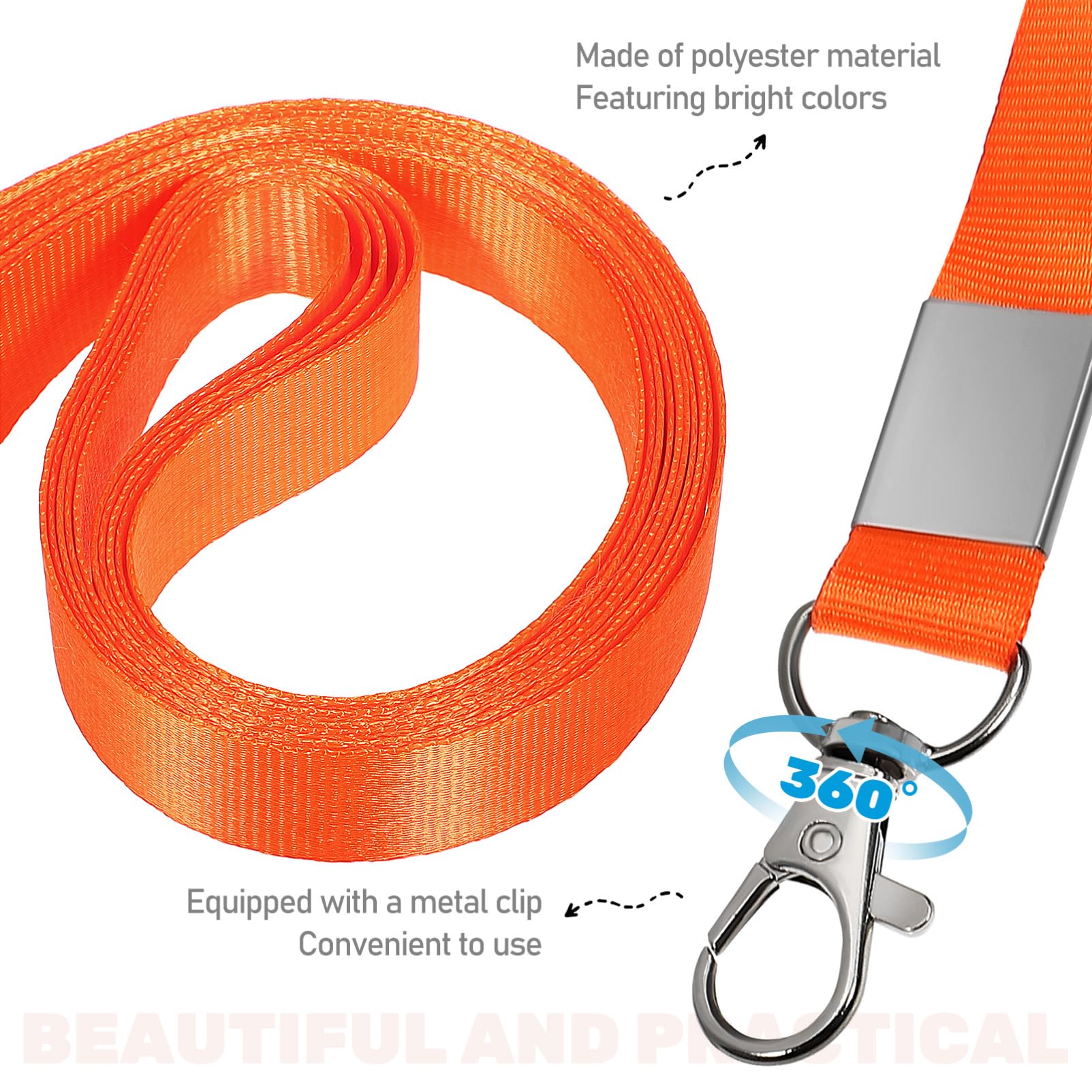 10 Pcs Orange Badge Lanyards with Clip for ID Badges Keys - Image 4