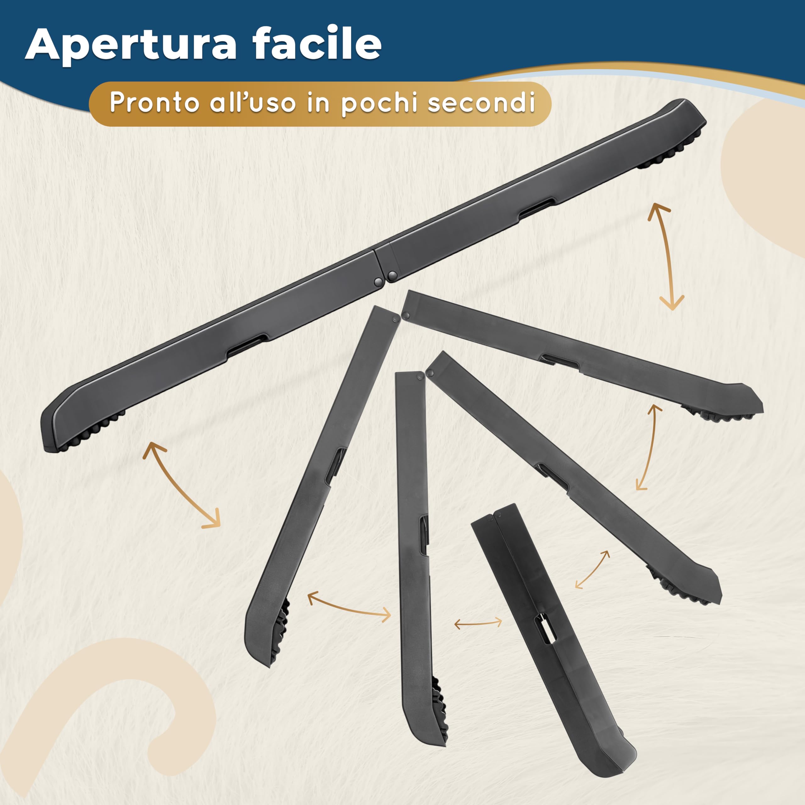 Rampa per Cani per Auto – STABILI – Rampa Antiscivolo in Gomma per Cani di Taglia Grande – 174 cm di Lunghezza & 38 cm di Larghezza – Scale per Cani Fino a 85 kg – Rampa Pieghevole per SUV – Nero