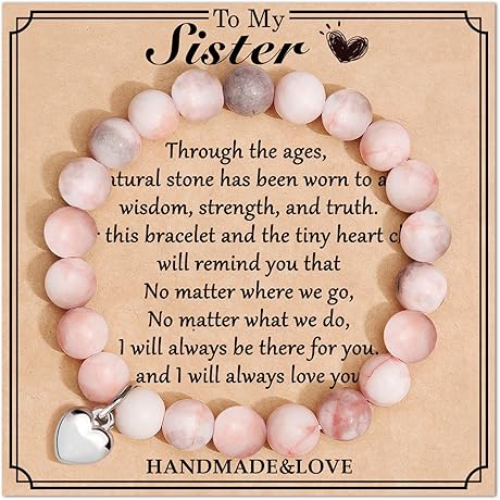 Natural Stone Heart Bracelet Set: A Cherished Expression of Love for Sisters