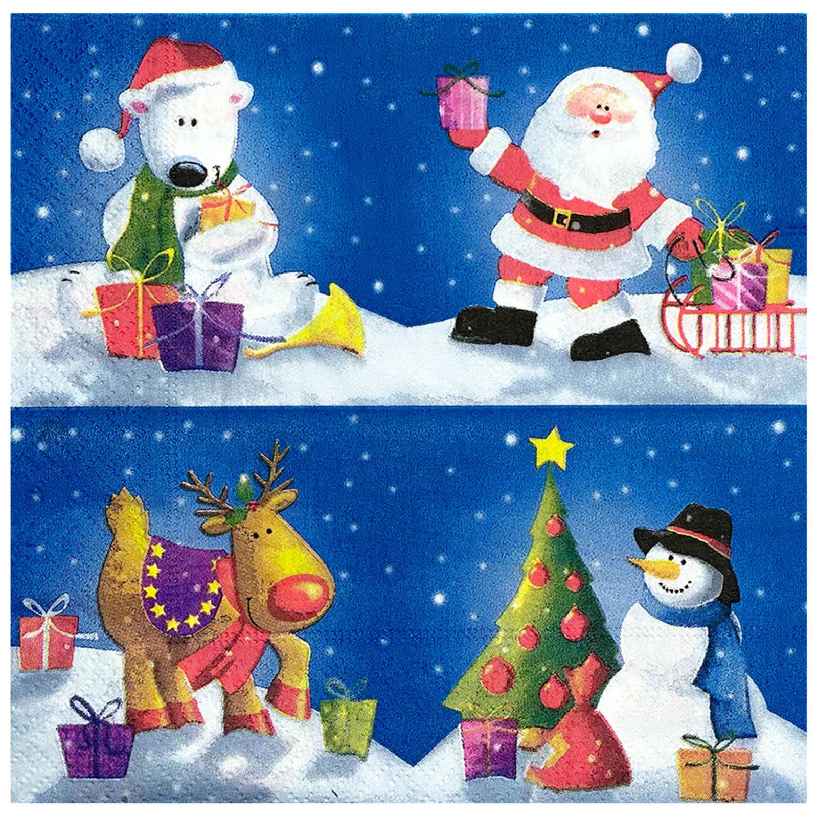 Servilletas Papel Navidad Animal Servilletas Decoupage Decoradas Papel Higienico Desechables Toilet Paper Cumpleaños Cocktail 2 Capas Paper Towels Bodas Fiesta Jardín 30 Paquetes(33x33cm）