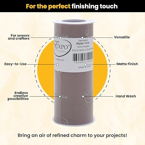 Miniatura 17 de Expo International Tul mate decorativo, tela de tul de poliéster ligero para tutús, disfraces y decoraciones de fiestas, lavable, fácil de usar, 6