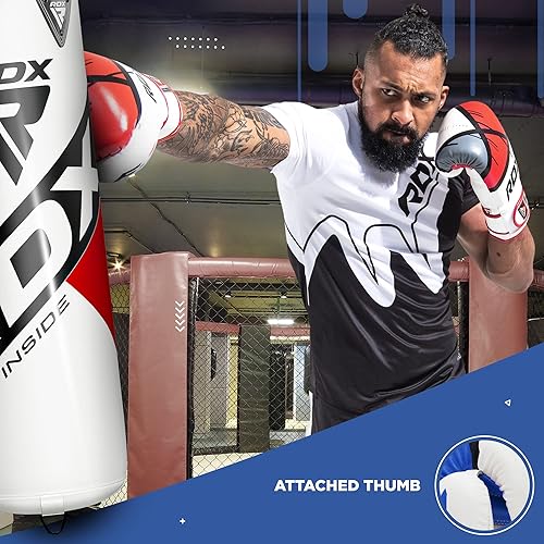 Miniatura 4 de RDX Guantes de boxeo EGO, Sparring Muay Thai Kickboxing MMA Guantes de entrenamiento pesado, cuero Maya Hide Ventilado, soporte largo, almohadillas
