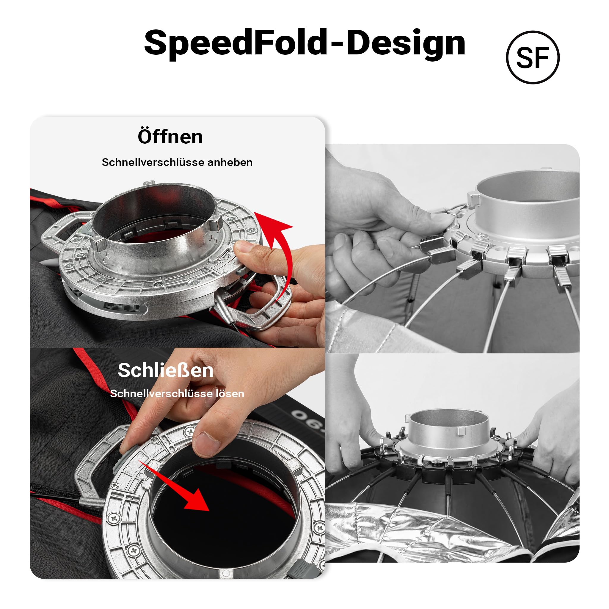 Multiblitz Softbox SF-60x90 Bowens mit Grid und Diffusoren, Lichtformer für Studioblitz und LED Dauerlicht, Lichtdiffusor für Porträtfotografie und Videobeleuchtung
