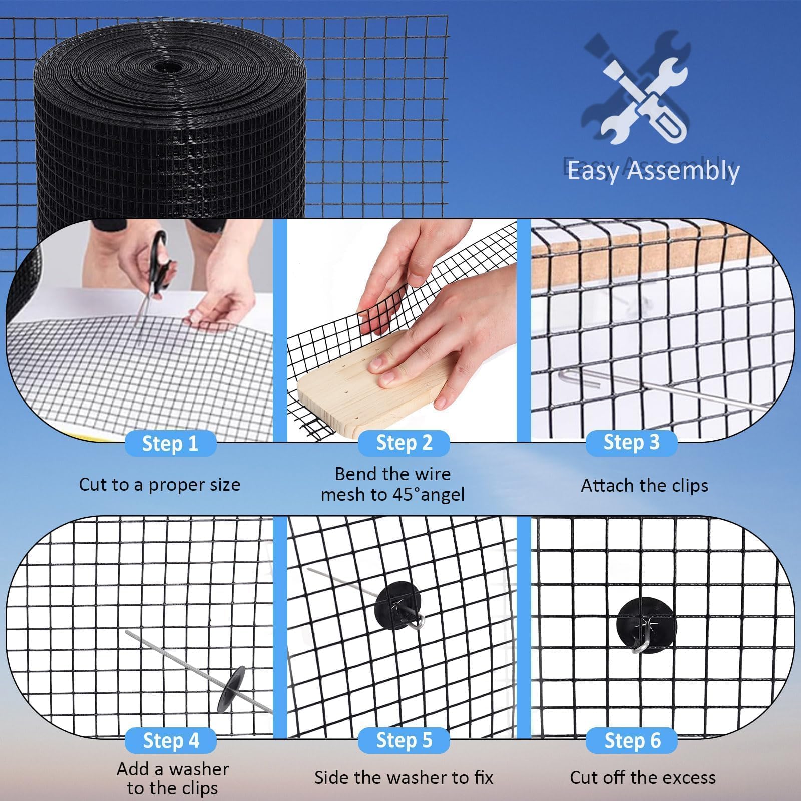 Protector de Malla de Alambre para Paneles Solares de Tejado, 25 cm X 30 m | PVC Malla de Protección de Paneles Solares en Rollo Antipalomas con 70 Fijaciones de Acero Inoxidable, Rodillos Antipalomas