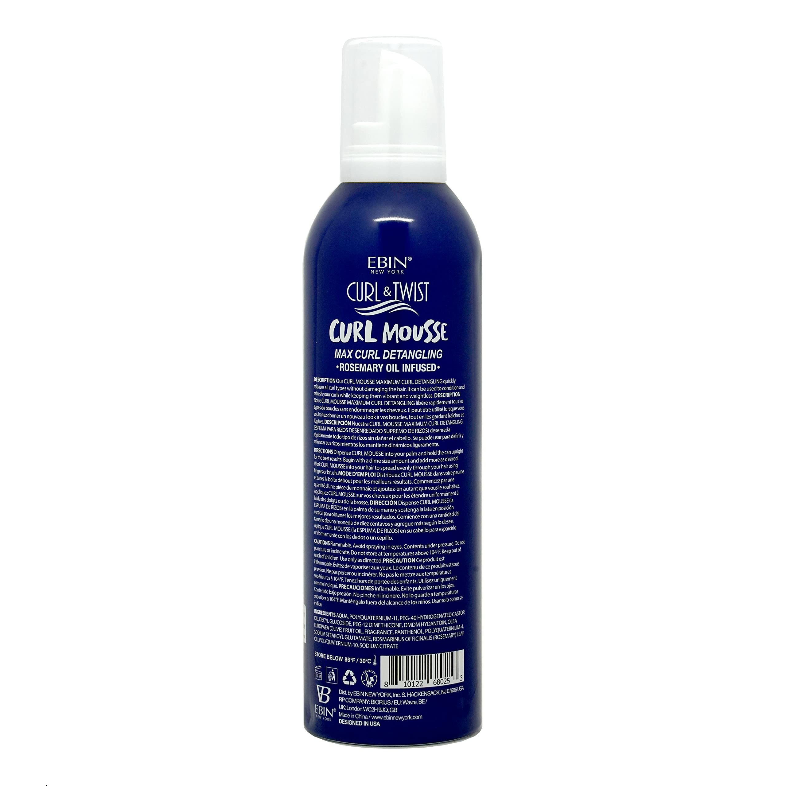Ebin - Curl & Twist Curl Mousse Max Curl Detangling Rosemary Oil Infused - 354ml, Clear, 354 ml (Pack of 1) - Image 2