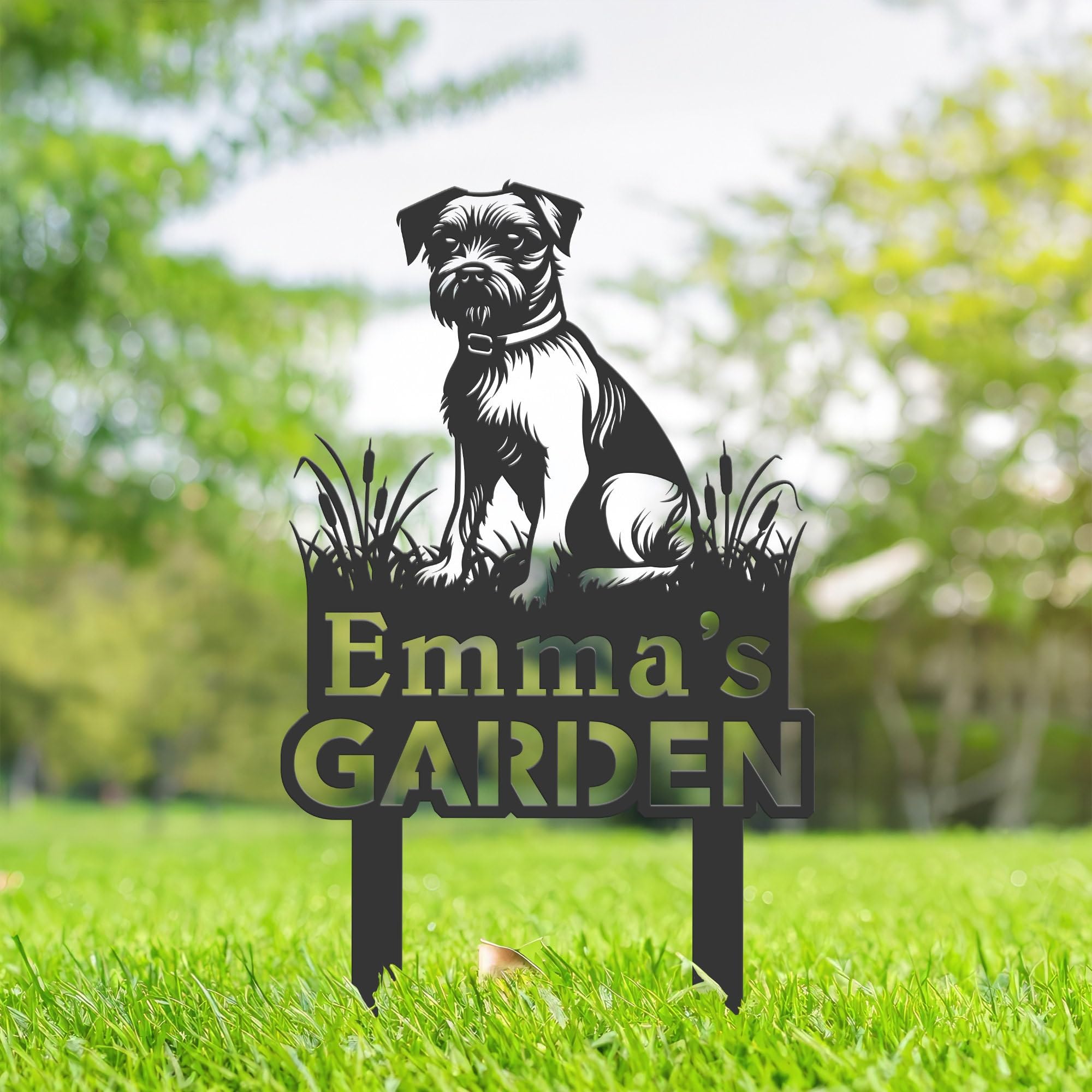 Personalised Border Terrier Dog Metal Garden Sign, Dog Memorial Plaque, Pet Tombstones for Grave, Dog Remembrance Gifts, Pet Name Plaque, Custom Yard Sign With Stake, Outdoor Garden Decor