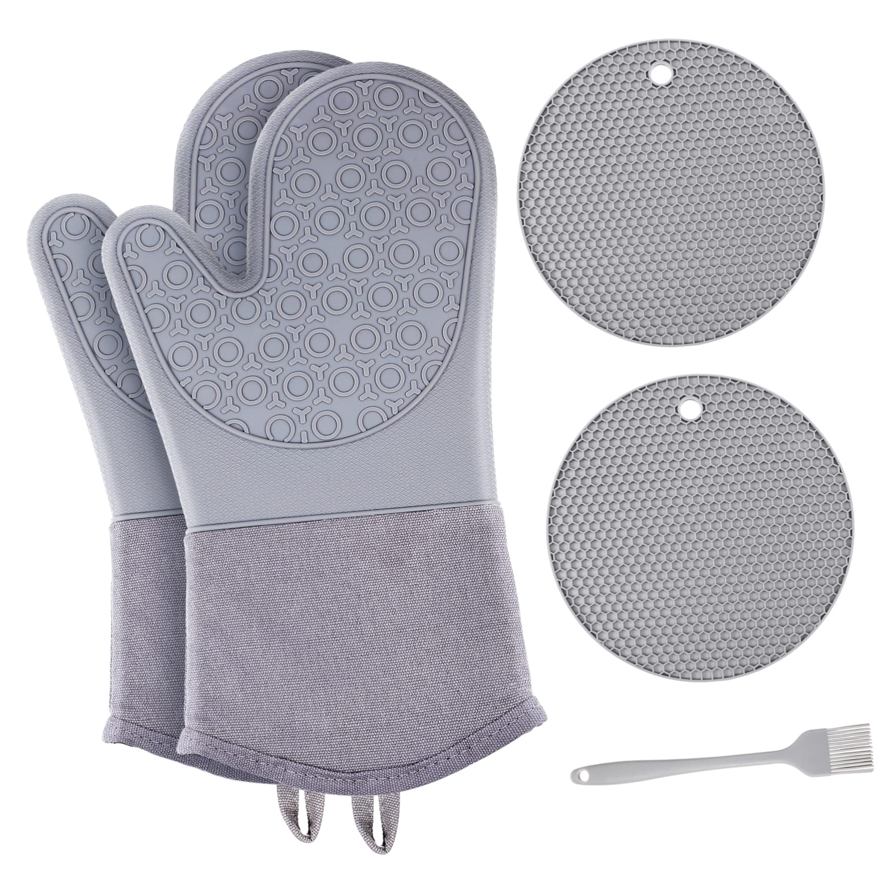 GALPADA Guanti da Forno Resistenti al Calore Guanti da Forno Antiscivolo Tappetini in Silicone per Maneggiare Pentole e Padelle in Sicurezza