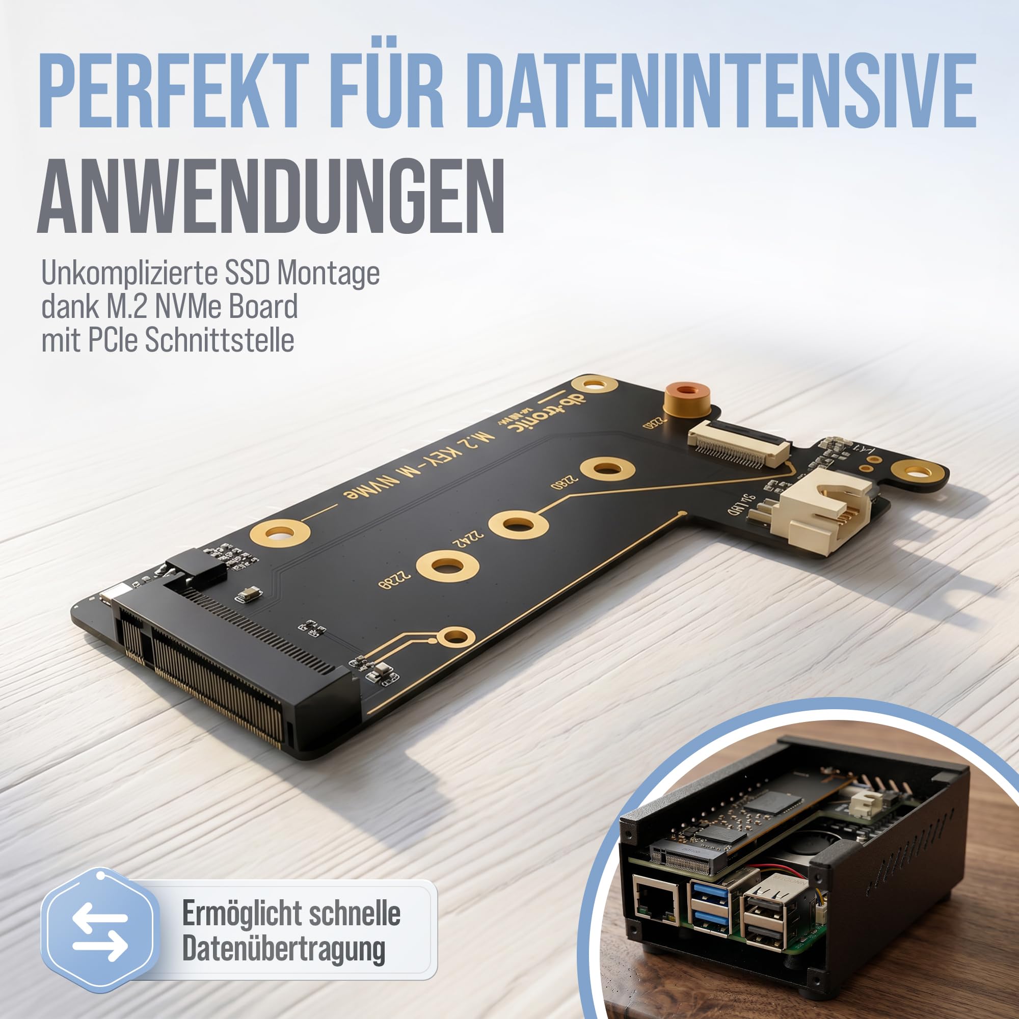 Raspberry Pi 5 4GB PCIe M.2 NVMe Set 64GB Edition 27W Netzteil Metallgehäuse Active Cooler