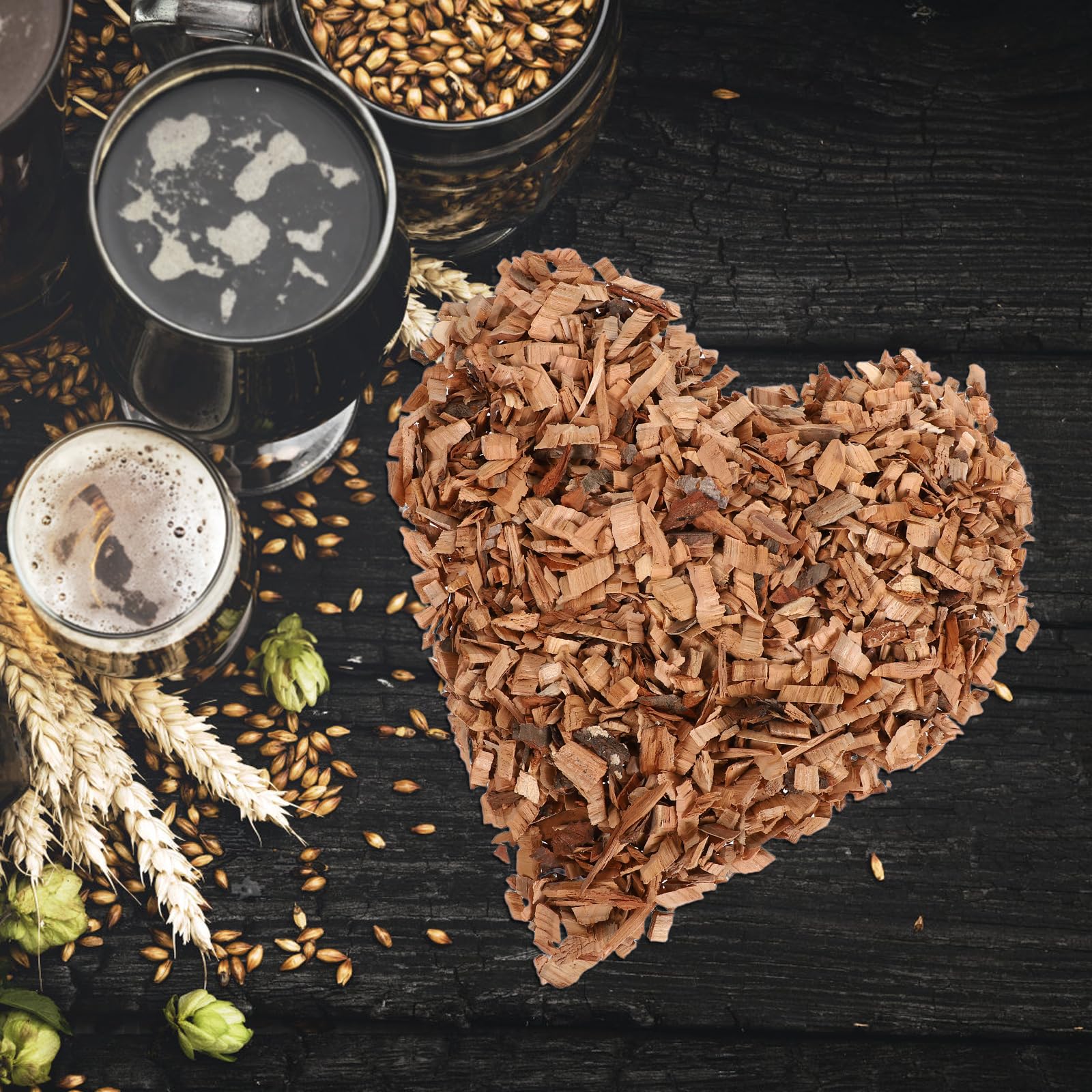 Toyvian Trucioli di Legno di Quercia Francese Tostati Medi 500 G per Produzione Vino e Whisky Fai da Te, Chips per Affumicare Barbecue, Forniture la Casa e Regalo per Amanti del Vino