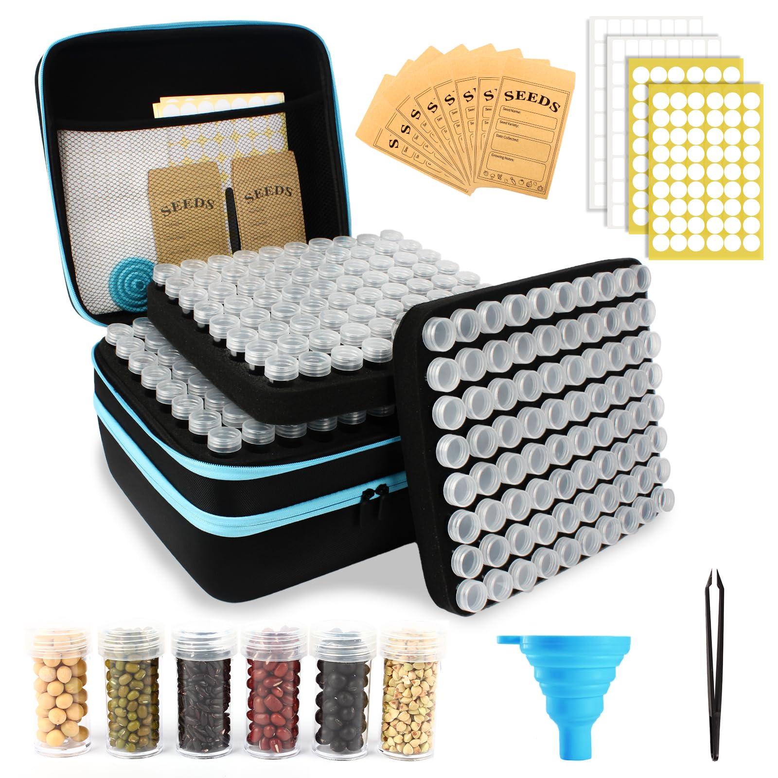 240 Slots Seed Storage Organizer with 30 Envelopes Portable Sturdy Seeds Container Box Airtight Garden Seed Saver Saving Kit (large-240 Slots)