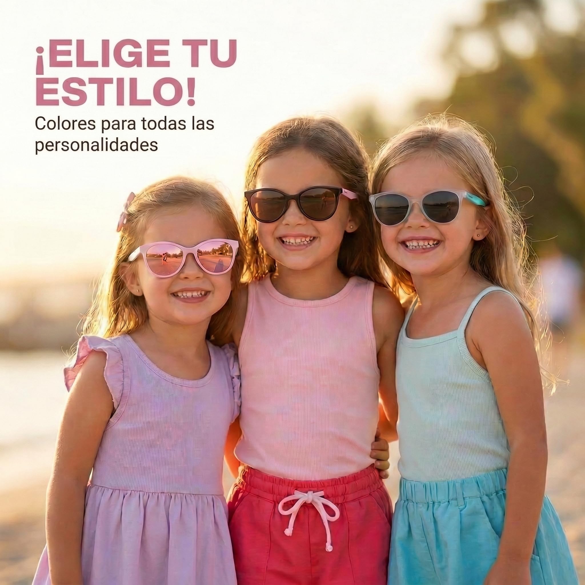 Kiddus Gafas de Sol Niña 4-8 Años Polarizadas UV400 CAT3 TR90 Flexible CE ISO REACH