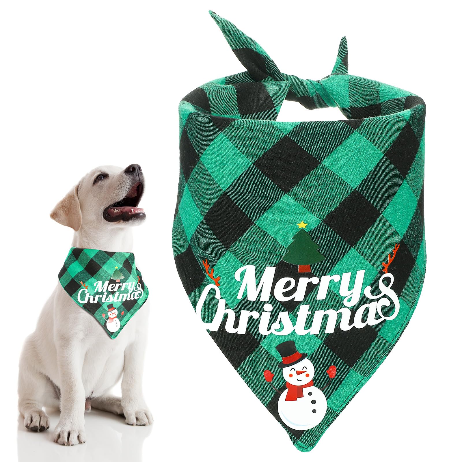 4er-Set Weihnachts-Hundehalstücher – Schneemann, Weihnachtsbaum, Geschenke – Polyester, 63,5 X 43,2 Cm