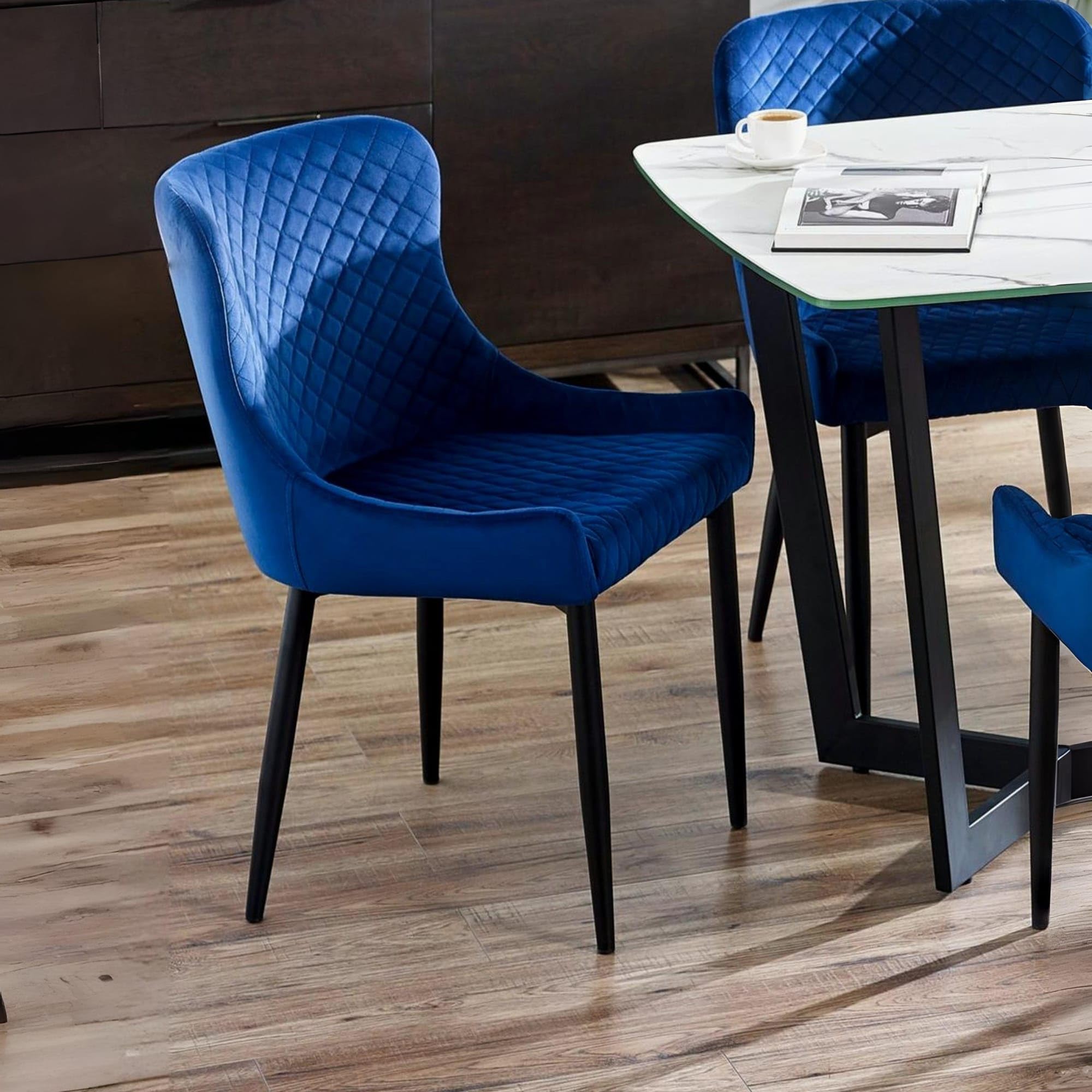 Julian Bowen Pair Of Luxe Velvet Dining Chairs - Blue