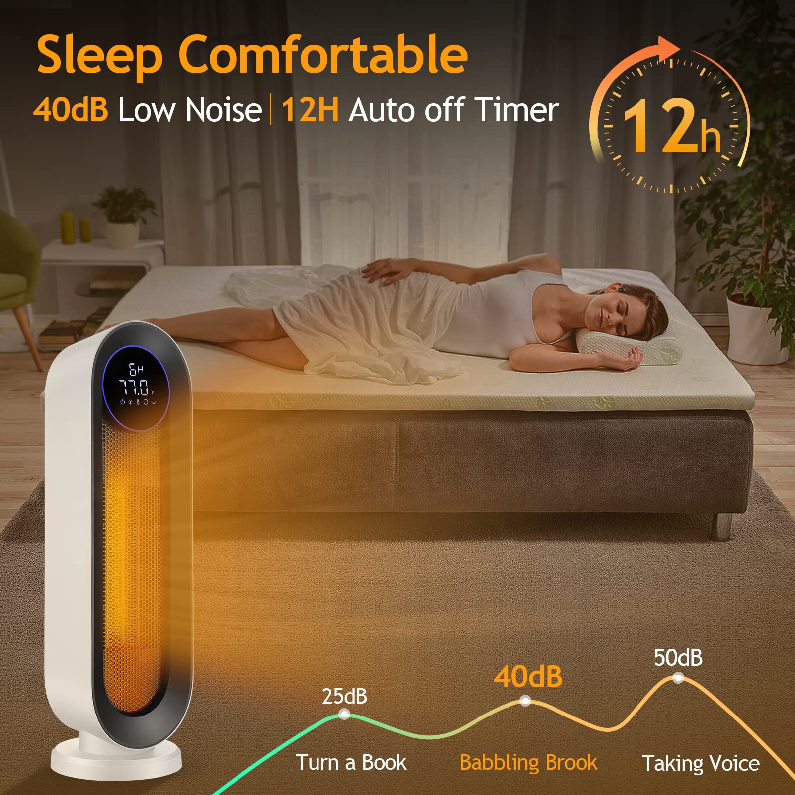 COOCHEER Ceramiczny termowentylator 2000 W, 3 tryby pracy, ECO grzejnik elektryczny, energooszczędny, oscylacja 100°, do domu i biura