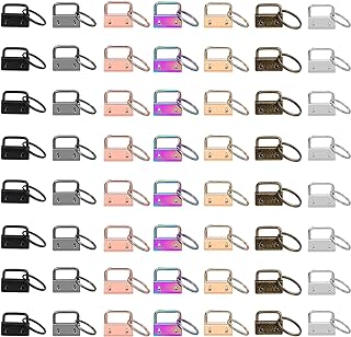 Key Fob Hardware 1 Inch 56 Pcs Keychain Hardware with Key Chain Rings Key Chain Making Kit for Wristlet and Lanyard Keychain Making Supplies