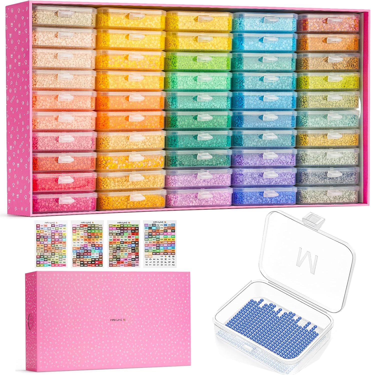 50pcs Diamond Painting Trays with Lids - Thickened Diamond Art Storage Containers, Stackable Diamond Art Trays, Painting Organizer Accessories for 5D Art Beads Storage & Line-Up