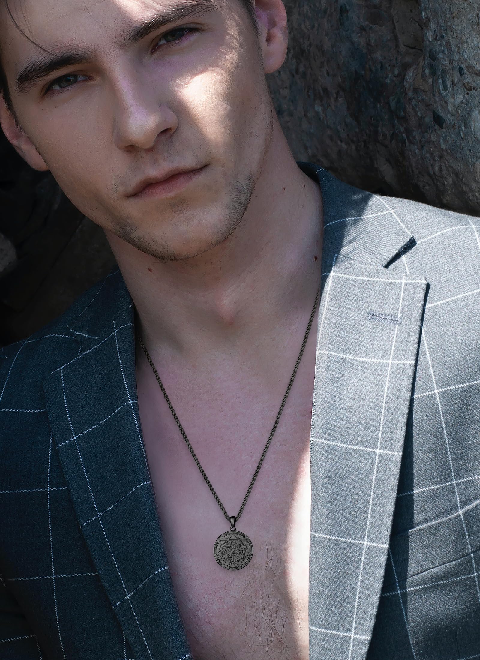 CELESTIA Sello Siete Arcangeles Collar San Miguel Arcangel Colgante Plata de ley 925 Joyería Regalos para Hombres Mujeres