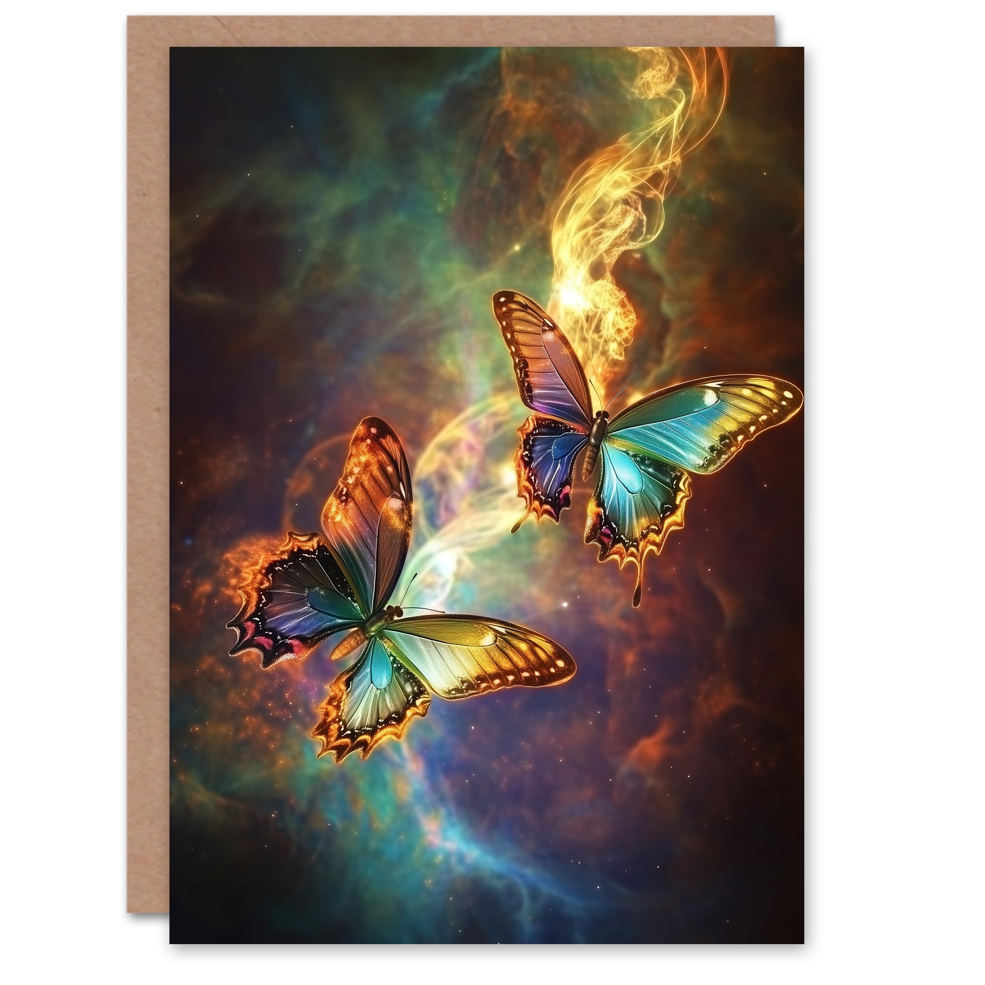 Artery8 Greeting Card Universe String Theory Cosmic Butterflies Dance For Her Woman Birthday Card