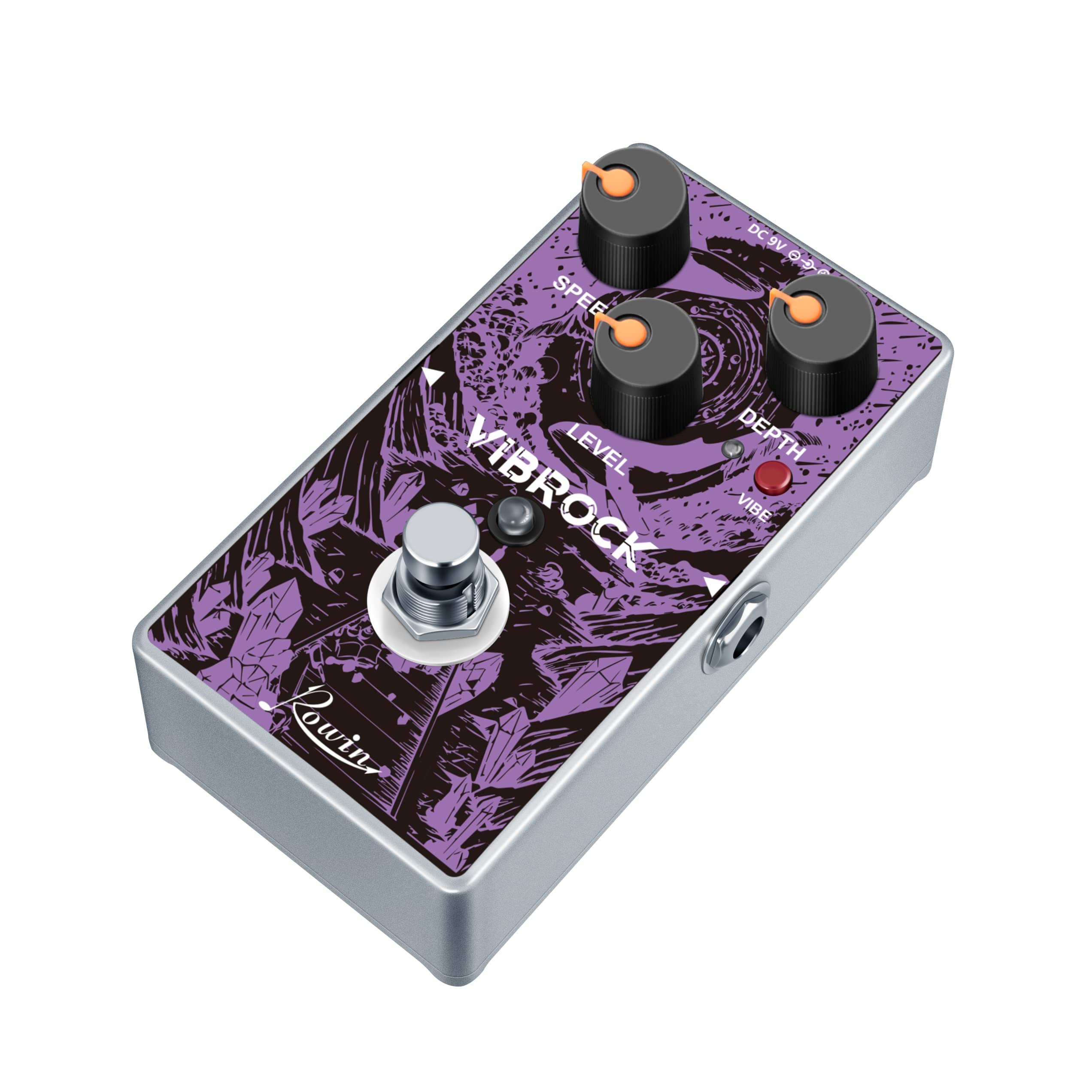 Rowin VIBROCK RE-02 - Pedale monoblocco Chorus-Tremolo, pedale di modulazione per Chitarra, dimensioni standard, True Bypass