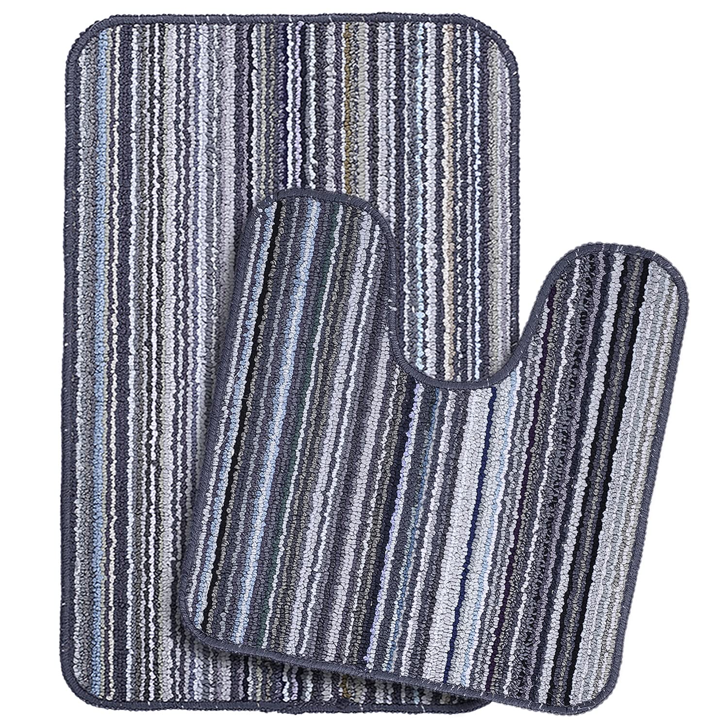 Saral Home Microfiber Bathmat with Contour Set -(Black, 40X60 CM)