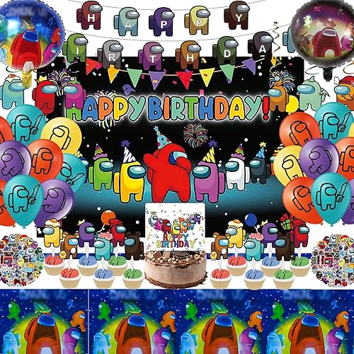 110 piezas de suministros de fiesta de cumpleaños A-mong, decoraciones de fiesta A-mong incluyen 12 pulseras, 12 pines de botón, 12 llaveros, 12