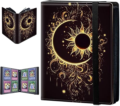 Carpeta de tarjetas coleccionables de 4 bolsillos con 160 tarjetas, polímero, fundas protectoras, correa elástica, páginas acolchadas