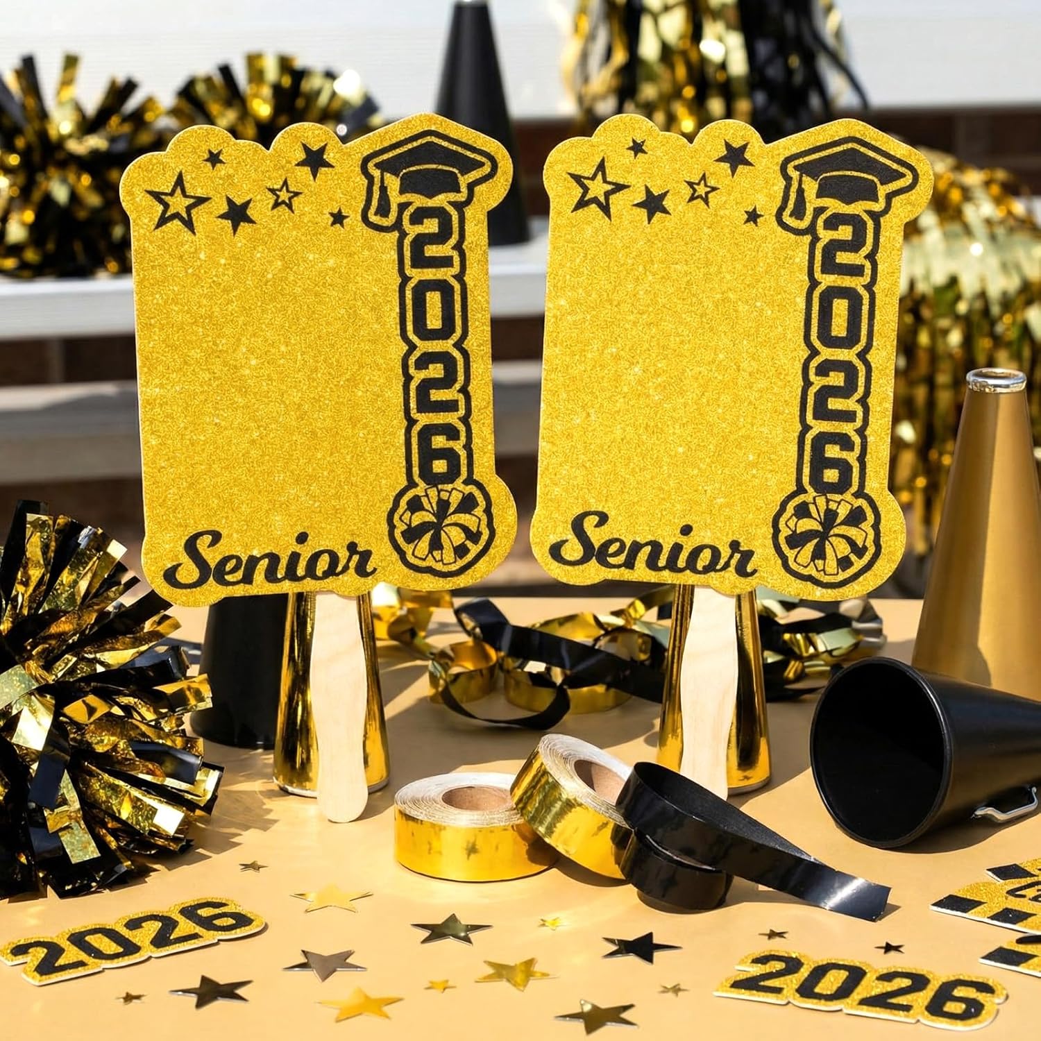 Gerrii 24 Pcs 2026 Senior Night Gifts DIY Photo Fans Custom Graduation Picture Props Hand Photo Frame for Senior Night Decorations Holidays Baseball Softball Sport Theme Party Favors Supplies