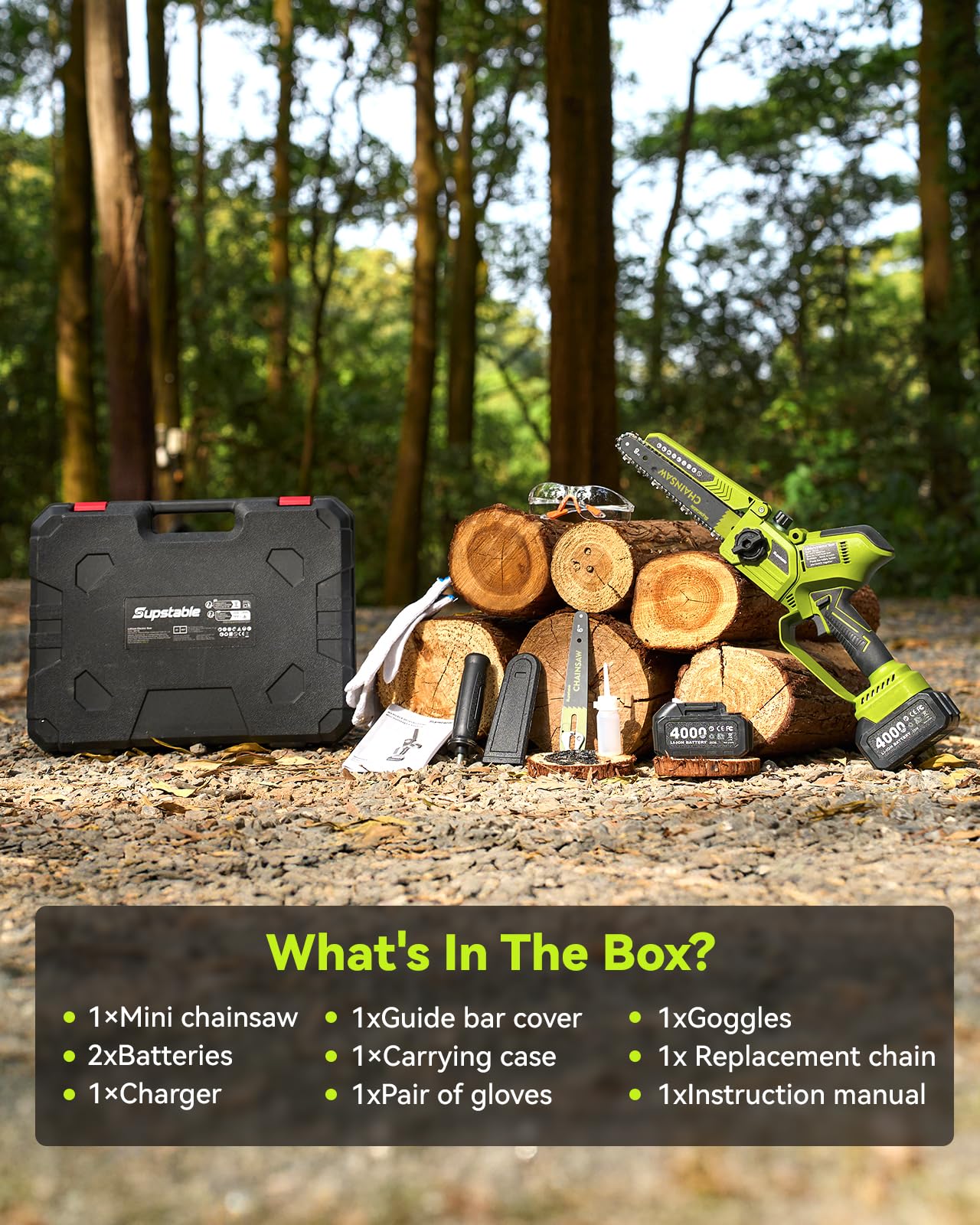 Mini Tronconneuse à Batterie 8000mAh 8 Pouces 6 Pouces Sans Fil 1300W Elagueuse avec Système d'Huile Automatique