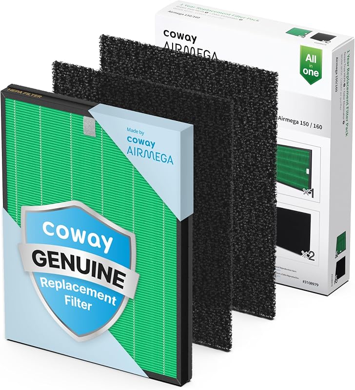 Coway Airmega 150 Genuine Air Purifier Replacement Filter Set, HEPA Filter and Active Carbon Filter, AP-1019C-FP