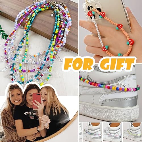 Miniatura 6 de Efivs Arts Juego de 6720 cuentas de semillas de 0.157 pulgadas para hacer joyas, 60 48 colores, cuentas de pulsera de cuentas de poni, cuentas de